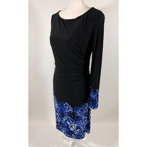 Lauren Ralph Lauren Black Dress with Blue Floral Design